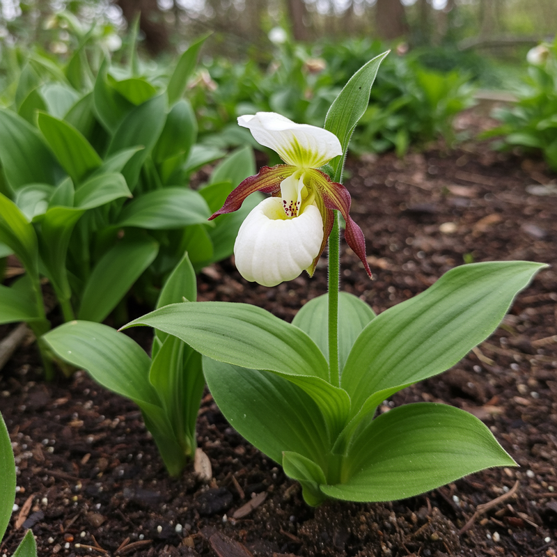 Semillas de flor de zapatilla de dama blanca (Cypripedium acaule) para plantar – Variedad tradicional, alta tasa de germinación