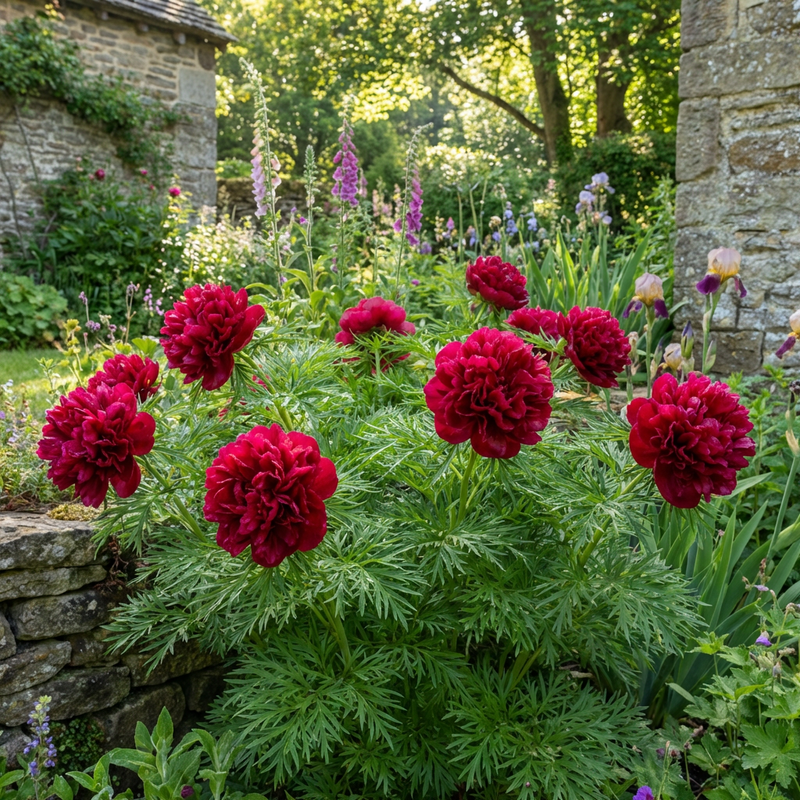 Semillas de peonía de hojas de helecho de flor doble – Flores exuberantes y fragantes para jardines primaverales