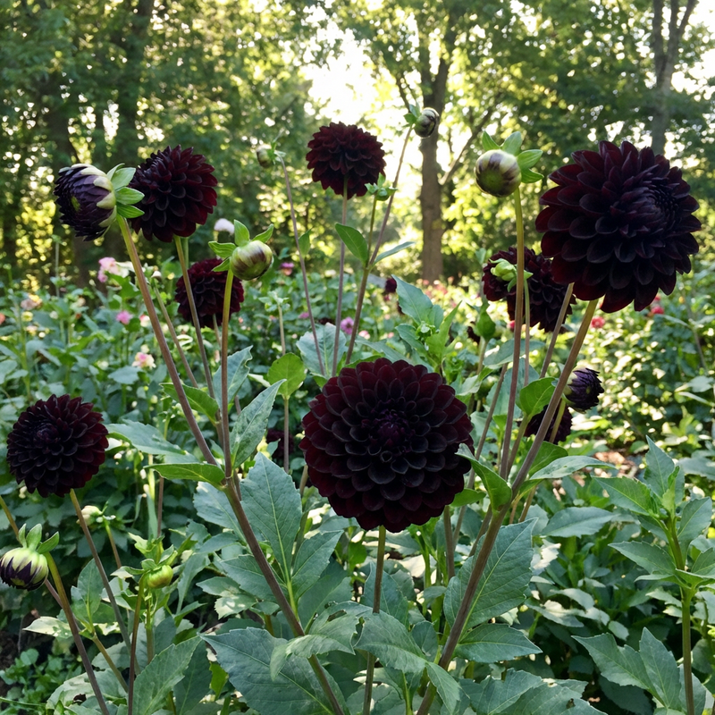 Graines de dahlia pompon noir, plantes ornementales à floraison décorative pour le jardin