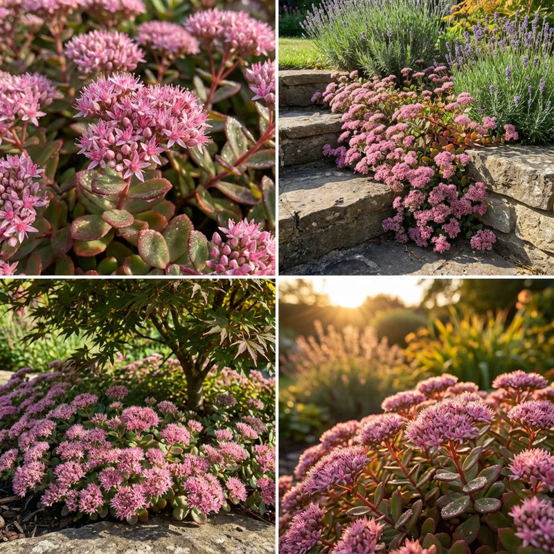 Graines de fleurs roses de Sedum stoloniferum à semer – populaire au jardin – variété traditionnelle et sans OGM, graines pour jardin familial