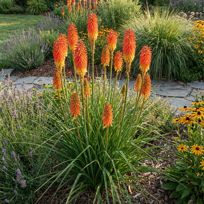 Graines de fleurs rouges de Kniphofia à semer – culture à partir de graines – variété traditionnelle et sans OGM, graines pour le jardin potager