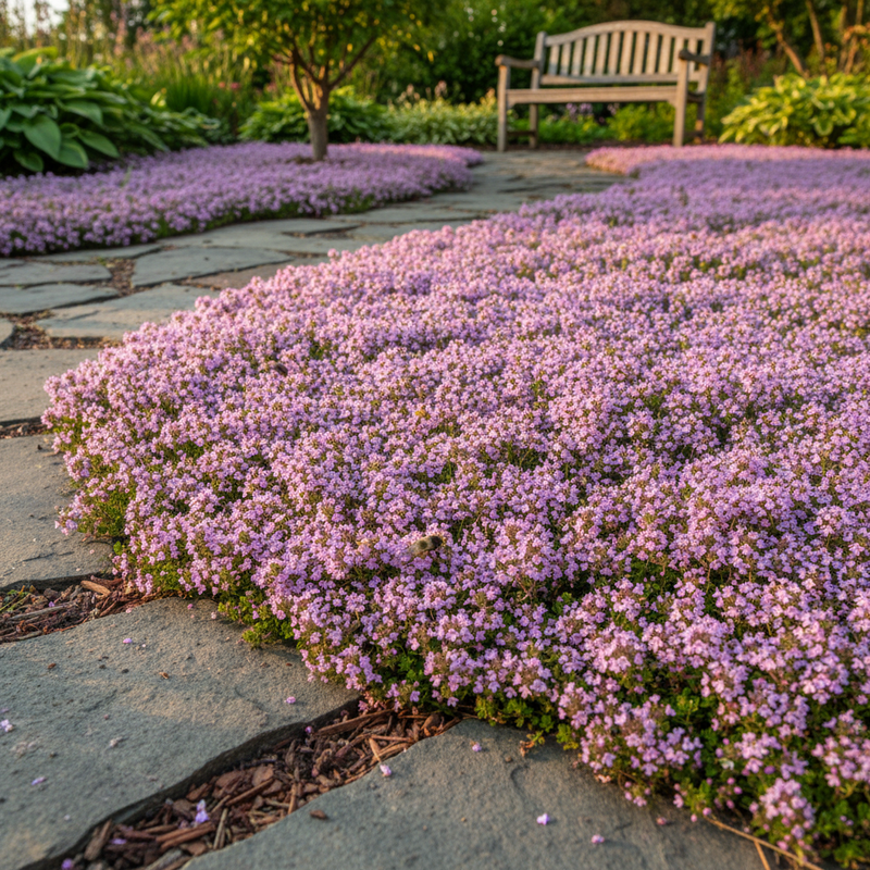 Tomillo rastrero mezcla de semillas de flores (Thymus serpyllum) cubresuelos jardín siembra
