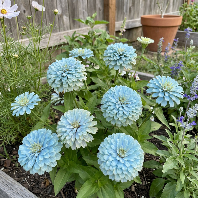 Zinnia elegans, semillas de zinnia celeste para cultivar en jardines domésticos y paisajismo