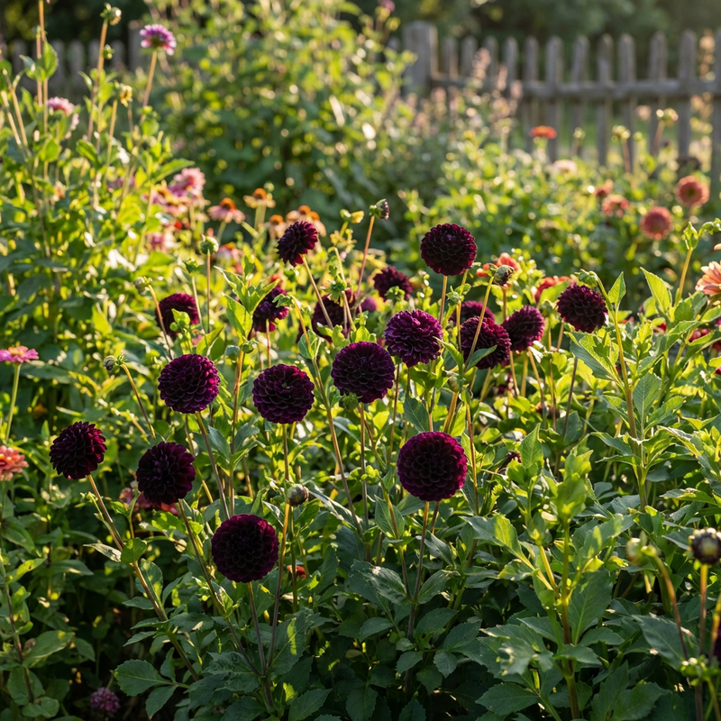 Semillas de dalias pompón negras – Flores ornamentales para el jardín doméstico