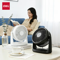 Deli USB Schreibtischventilator, Leiser Mini Tischventilator mit 360° Drehung, 2 Geschwindigkeitsstufen für Büro, Schlafzimmer, Studentenwohnheim & Schreibtisch