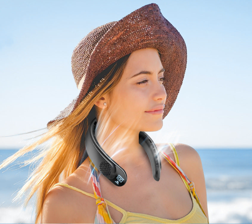 Ventilador de cuello USB, ventilador turbo portátil sin aspas con 3 velocidades, ventilador de cuello recargable para viajes, deporte y uso diario.