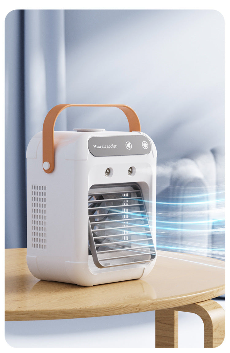 Mobiler Mini Luftkühler mit Kühlnebel, Luftbefeuchter und Ventilator, USB Air Cooler für Zuhause, Büro & Schlafzimmer