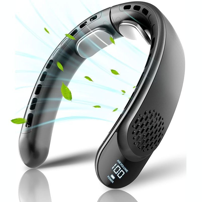 Ventilador de cuello USB, ventilador turbo portátil sin aspas con 3 velocidades, ventilador de cuello recargable para viajes, deporte y uso diario.