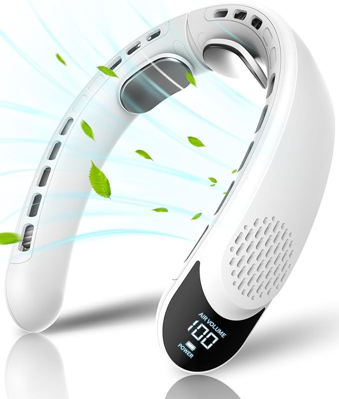 Ventilador de cuello USB, ventilador turbo portátil sin aspas con 3 velocidades, ventilador de cuello recargable para viajes, deporte y uso diario.