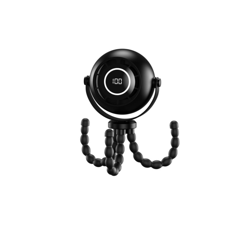 USB Octopus Kinderwagenventilator, Tragbarer Mini Ventilator mit LED-Licht, 5 Geschwindigkeitsstufen und Flexiblem Stativ für Kinderwagen, Schreibtisch & Reisen