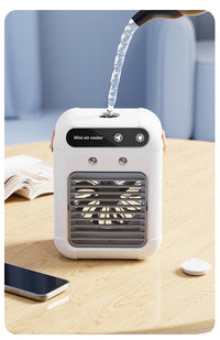 Mobiler Mini Luftkühler mit Kühlnebel, Luftbefeuchter und Ventilator, USB Air Cooler für Zuhause, Büro & Schlafzimmer