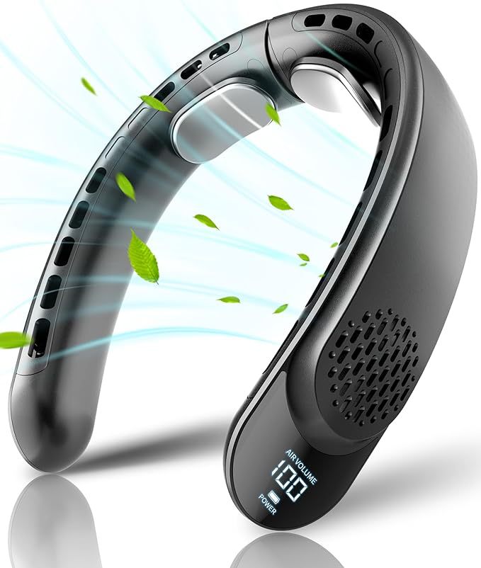 Ventilador de cuello USB, ventilador turbo portátil sin aspas con 3 velocidades, ventilador de cuello recargable para viajes, deporte y uso diario.