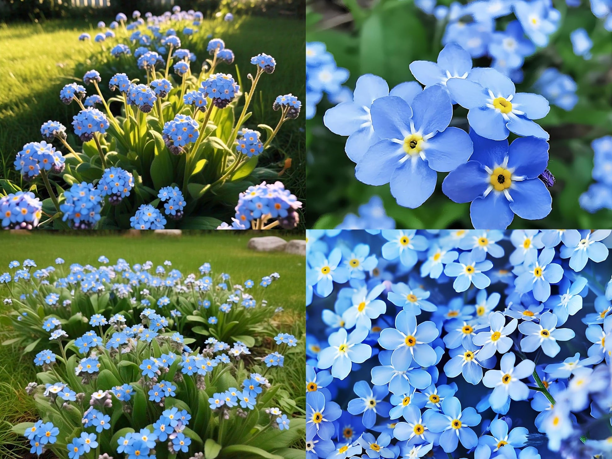 Blau myosotis in woodland garten anpflanzung