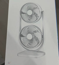 USB Dual-Kopf Schreibtischventilator mit Digitalanzeige, Wiederaufladbarer Vertikalventilator mit 5 Geschwindigkeitsstufen für Zuhause, Büro & Camping