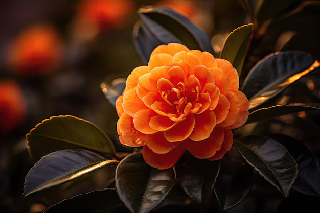 hell Orange Kamelie Blumensamen zur Aussaat – saisonal Dauerblüher – Traditionssorte & ohne Gentechnik Samen Hausgarten