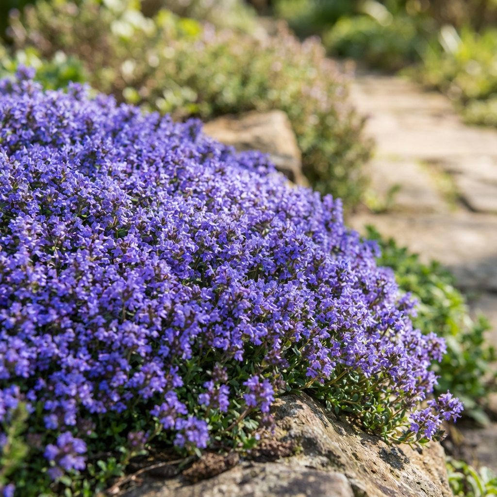 Blau Creeping Thyme Blumensamen zur Aussaat – Traditionssorte ohne Gentechnik Samen Keimung biologisch Garten Bodendecker