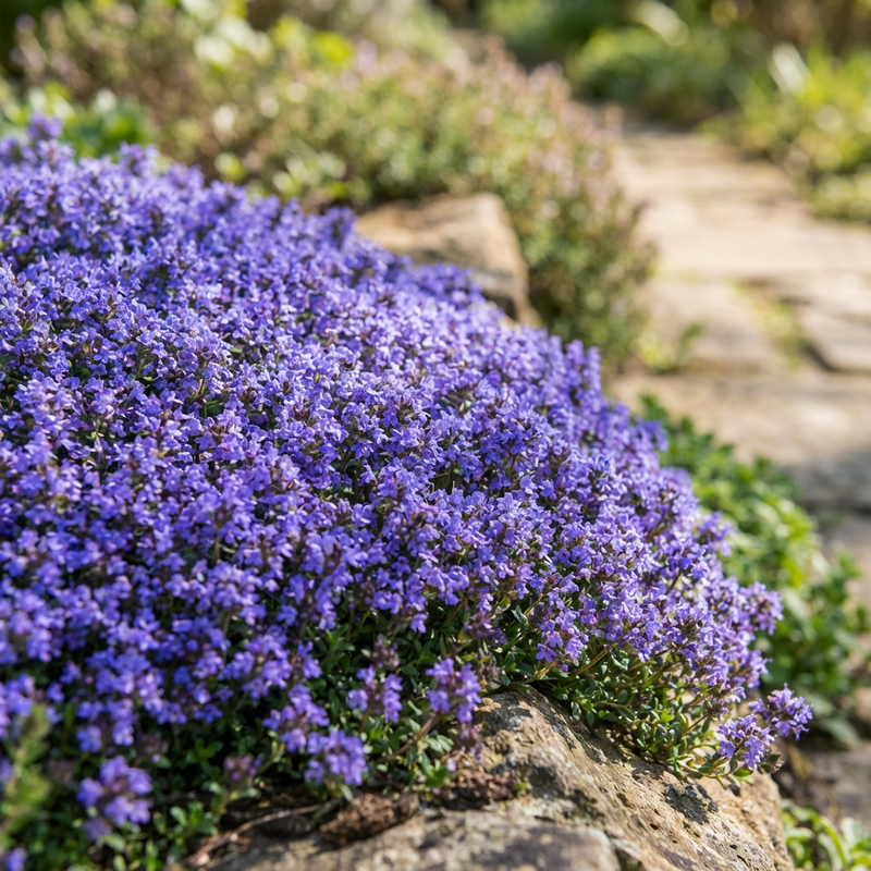 Blau Creeping Thyme Blumensamen zur Aussaat – Traditionssorte ohne Gentechnik Samen Keimung biologisch Garten Bodendecker