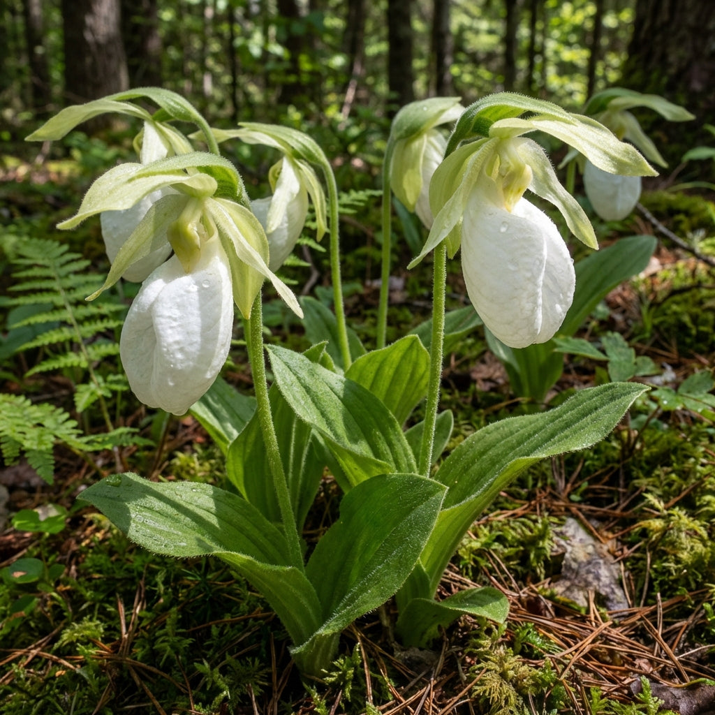 Weiß Lady’s Slipper Blumensamen – selten Woodland Orchidee elegant Frühling Blüten