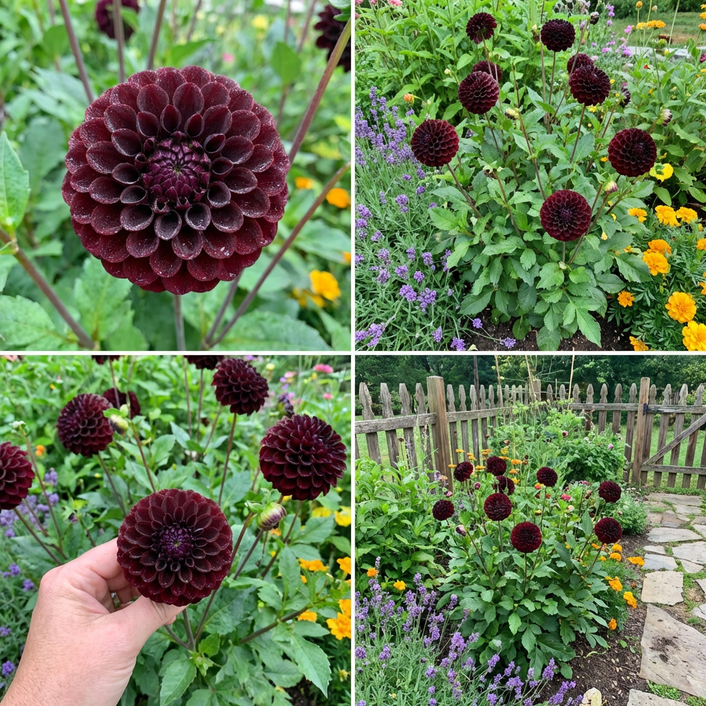 Schwarz Pompon Dahlie Blumensamen – Traditionssorte ohne Gentechnik Samen zur Aussaat – Keimung biologisch Garten Blüten