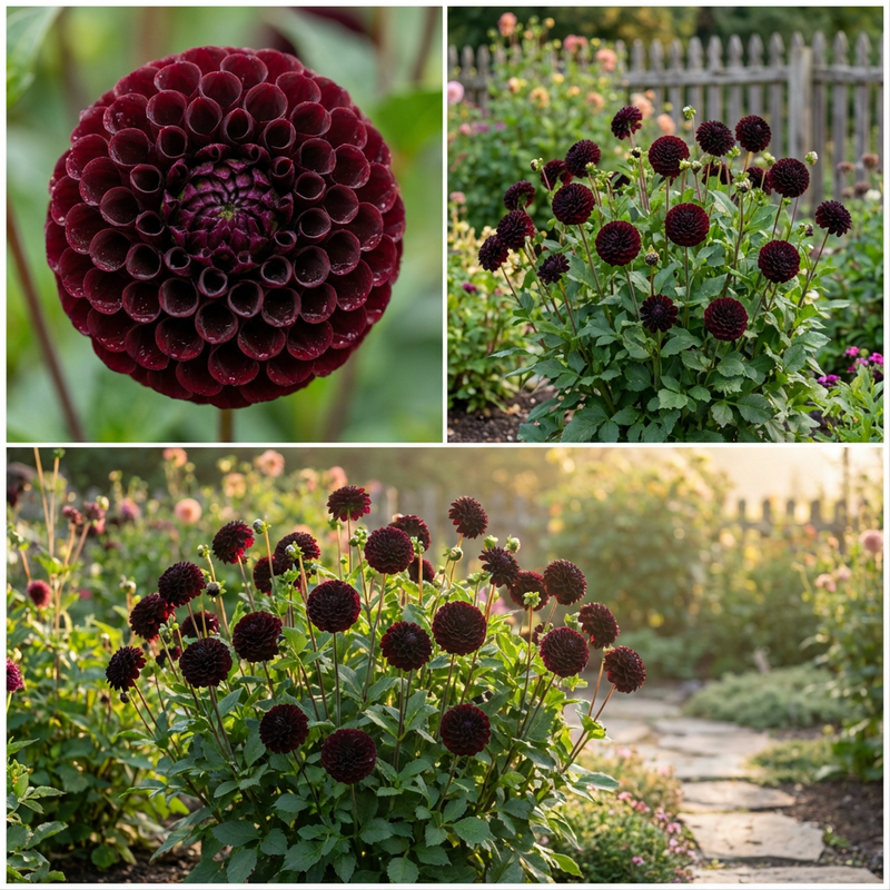 Dahlie pinnata Schwarz Pompon Sorte Blumensamen Decorative Garten Schau