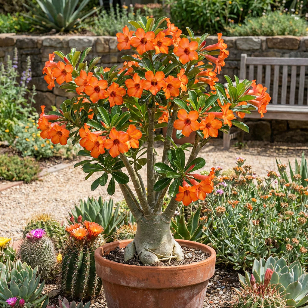 Wüstenrose Obesum Orange Blumensamen zur Aussaat – saisonal Dauerblüher – Traditionssorte & ohne Gentechnik Samen Hausgarten