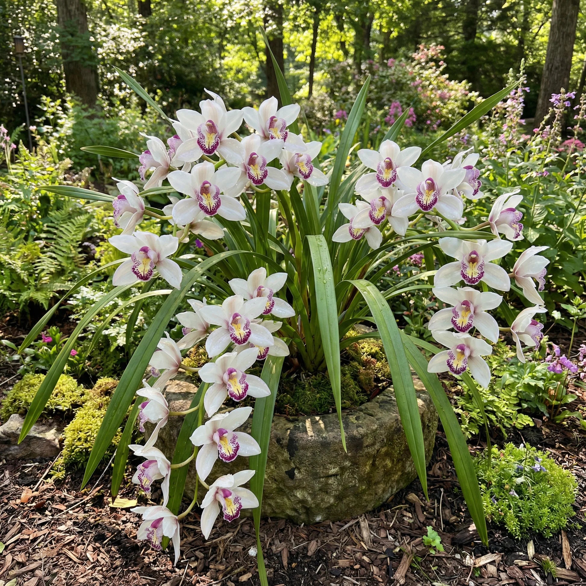Weiß Violett Cymbidium Blumensamen zur Aussaat – leuchtend – Traditionssorte & ohne Gentechnik Samen Hausgarten