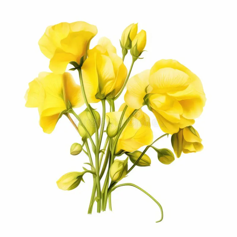 Sweet pea gelb blumen climbing on garten trellis