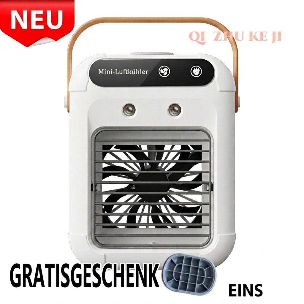 Mobiler Mini Luftkühler mit Kühlnebel, Luftbefeuchter und Ventilator, USB Air Cooler für Zuhause, Büro & Schlafzimmer