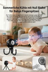 USB Octopus Kinderwagenventilator, Tragbarer Mini Ventilator mit LED-Licht, 5 Geschwindigkeitsstufen und Flexiblem Stativ für Kinderwagen, Schreibtisch & Reisen