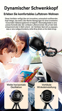 USB Octopus Kinderwagenventilator, Tragbarer Mini Ventilator mit LED-Licht, 5 Geschwindigkeitsstufen und Flexiblem Stativ für Kinderwagen, Schreibtisch & Reisen