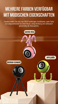 USB Octopus Kinderwagenventilator, Tragbarer Mini Ventilator mit LED-Licht, 5 Geschwindigkeitsstufen und Flexiblem Stativ für Kinderwagen, Schreibtisch & Reisen