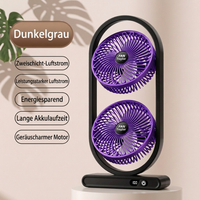 USB Dual-Kopf Schreibtischventilator mit Digitalanzeige, Wiederaufladbarer Vertikalventilator mit 5 Geschwindigkeitsstufen für Zuhause, Büro & Camping