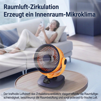 Ventilateur de bureau USB, ventilateur de table oscillant rechargeable avec 3 vitesses, ventilateur portable silencieux pour la maison, le bureau et la chambre à coucher