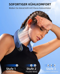 Ventilador de cuello USB, ventilador turbo portátil sin aspas con 3 velocidades, ventilador de cuello recargable para viajes, deporte y uso diario.