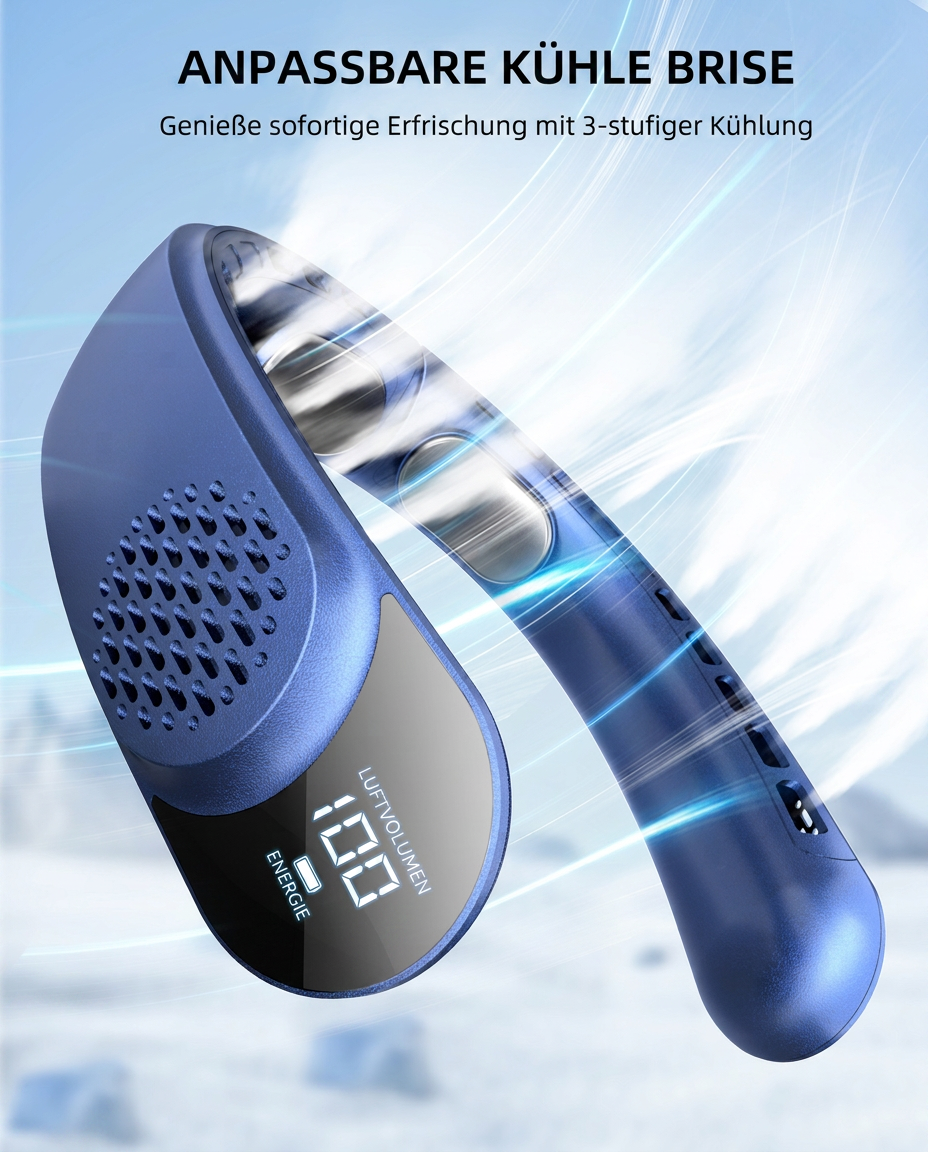 Ventilador de cuello USB, ventilador turbo portátil sin aspas con 3 velocidades, ventilador de cuello recargable para viajes, deporte y uso diario.