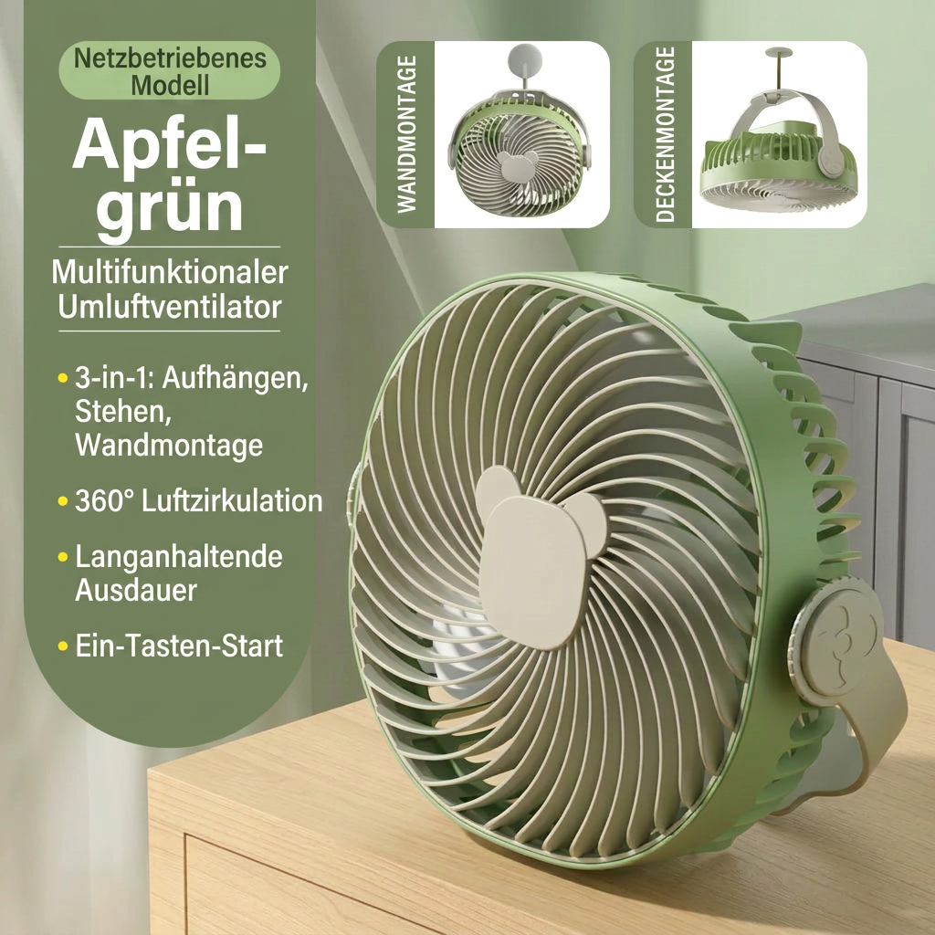 USB Dual-Kopf Schreibtischventilator mit Digitalanzeige, Wiederaufladbarer Vertikalventilator mit 5 Geschwindigkeitsstufen für Zuhause, Büro & Camping