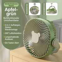 USB Dual-Kopf Schreibtischventilator mit Digitalanzeige, Wiederaufladbarer Vertikalventilator mit 5 Geschwindigkeitsstufen für Zuhause, Büro & Camping
