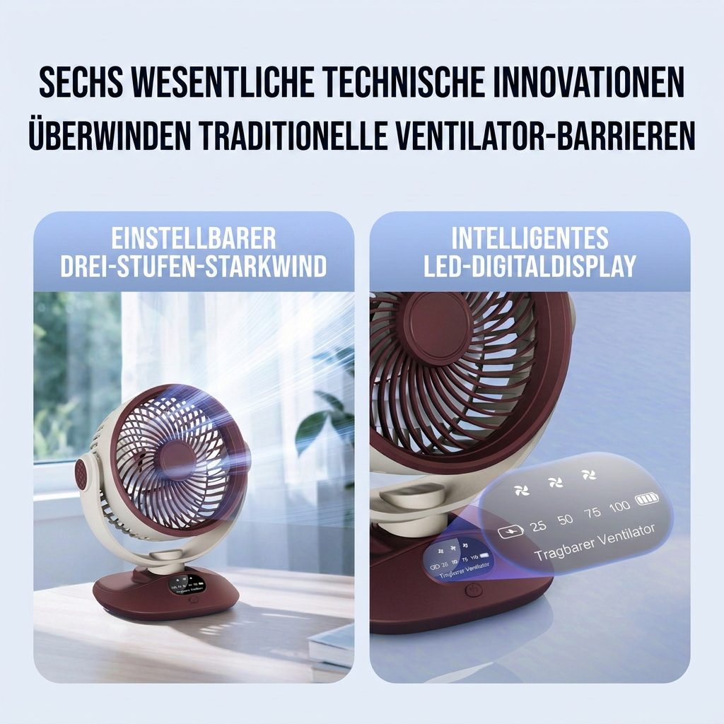 Ventilateur de bureau USB, ventilateur de table oscillant rechargeable avec 3 vitesses, ventilateur portable silencieux pour la maison, le bureau et la chambre à coucher