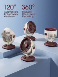 Ventilateur de bureau USB, ventilateur de table oscillant rechargeable avec 3 vitesses, ventilateur portable silencieux pour la maison, le bureau et la chambre à coucher