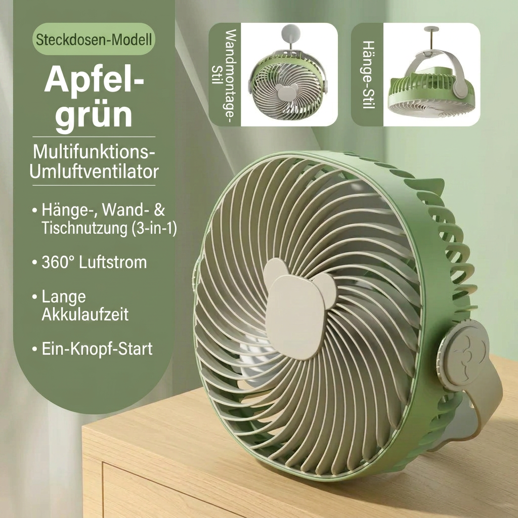 USB Dual-Kopf Schreibtischventilator mit Digitalanzeige, Wiederaufladbarer Vertikalventilator mit 5 Geschwindigkeitsstufen für Zuhause, Büro & Camping