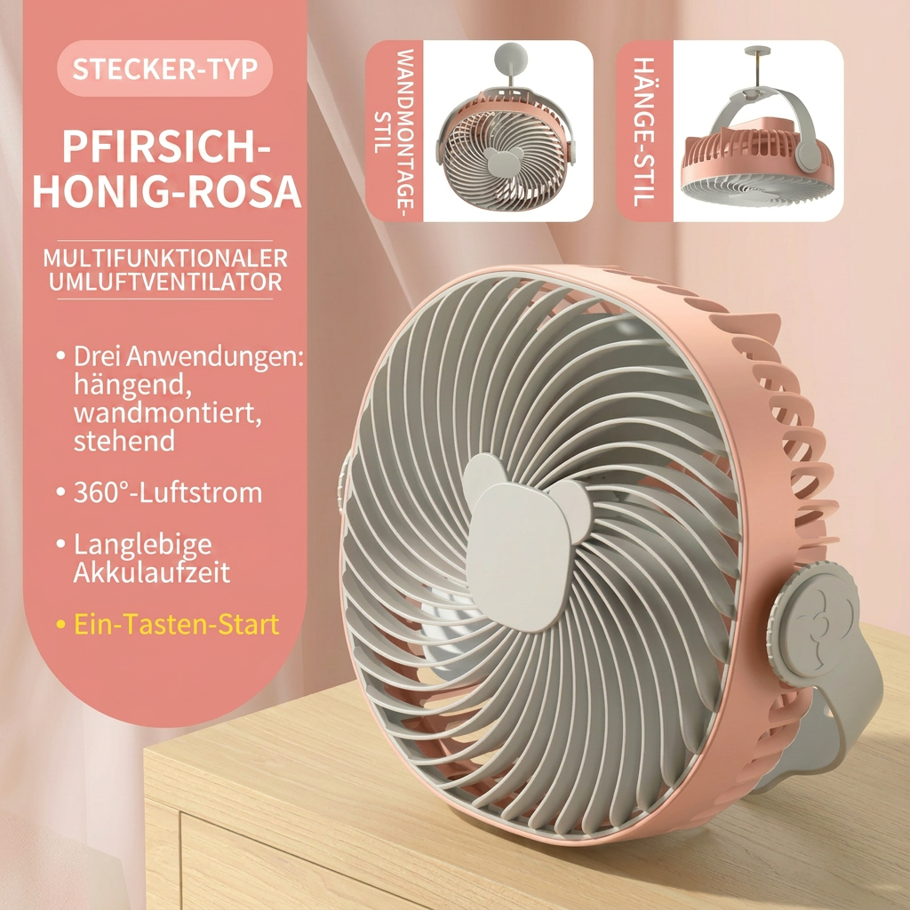 USB Dual-Kopf Schreibtischventilator mit Digitalanzeige, Wiederaufladbarer Vertikalventilator mit 5 Geschwindigkeitsstufen für Zuhause, Büro & Camping