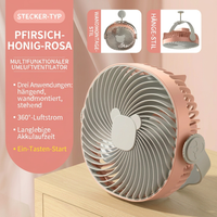 USB Dual-Kopf Schreibtischventilator mit Digitalanzeige, Wiederaufladbarer Vertikalventilator mit 5 Geschwindigkeitsstufen für Zuhause, Büro & Camping