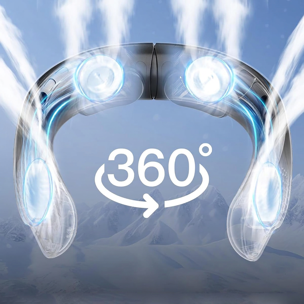 Ventilador de cuello USB, ventilador turbo portátil sin aspas con 3 velocidades, ventilador de cuello recargable para viajes, deporte y uso diario.
