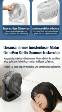 Deli USB Schreibtischventilator, Leiser Mini Tischventilator mit 360° Drehung, 2 Geschwindigkeitsstufen für Büro, Schlafzimmer, Studentenwohnheim & Schreibtisch