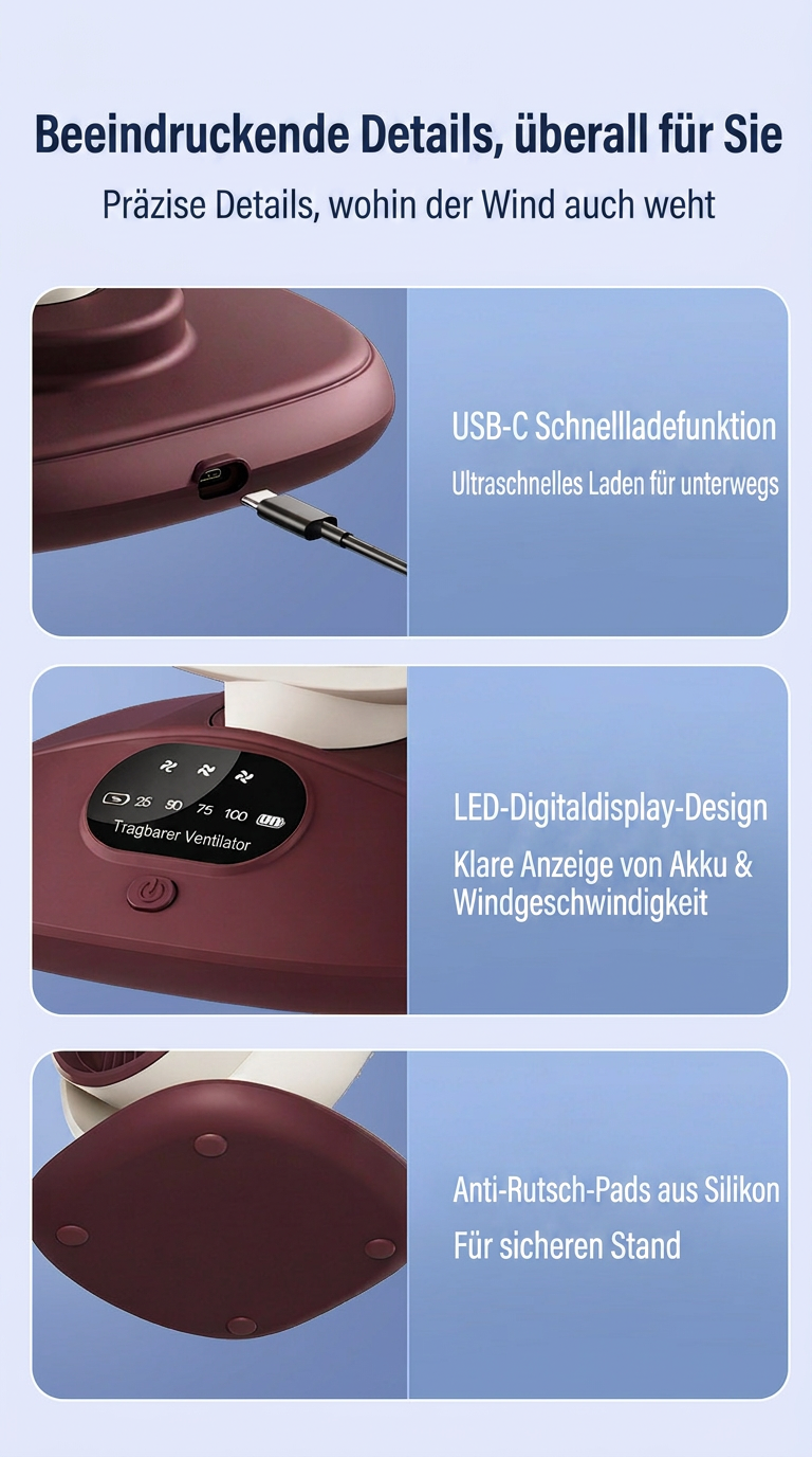 Ventilateur de bureau USB, ventilateur de table oscillant rechargeable avec 3 vitesses, ventilateur portable silencieux pour la maison, le bureau et la chambre à coucher