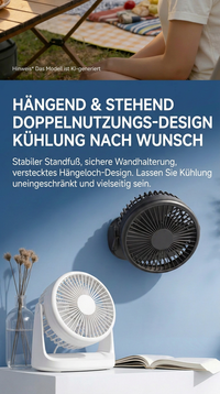 Deli USB Schreibtischventilator, Leiser Mini Tischventilator mit 360° Drehung, 2 Geschwindigkeitsstufen für Büro, Schlafzimmer, Studentenwohnheim & Schreibtisch