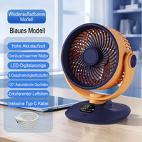 Ventilateur de bureau USB, ventilateur de table oscillant rechargeable avec 3 vitesses, ventilateur portable silencieux pour la maison, le bureau et la chambre à coucher