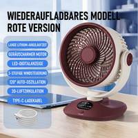 Ventilateur de bureau USB, ventilateur de table oscillant rechargeable avec 3 vitesses, ventilateur portable silencieux pour la maison, le bureau et la chambre à coucher
