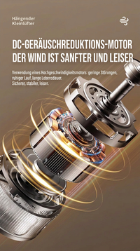 USB Dual-Kopf Schreibtischventilator mit Digitalanzeige, Wiederaufladbarer Vertikalventilator mit 5 Geschwindigkeitsstufen für Zuhause, Büro & Camping