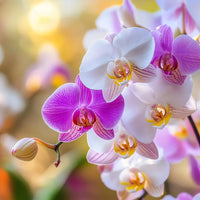 Weiß rosa phalaenopsis orchids in töpfen